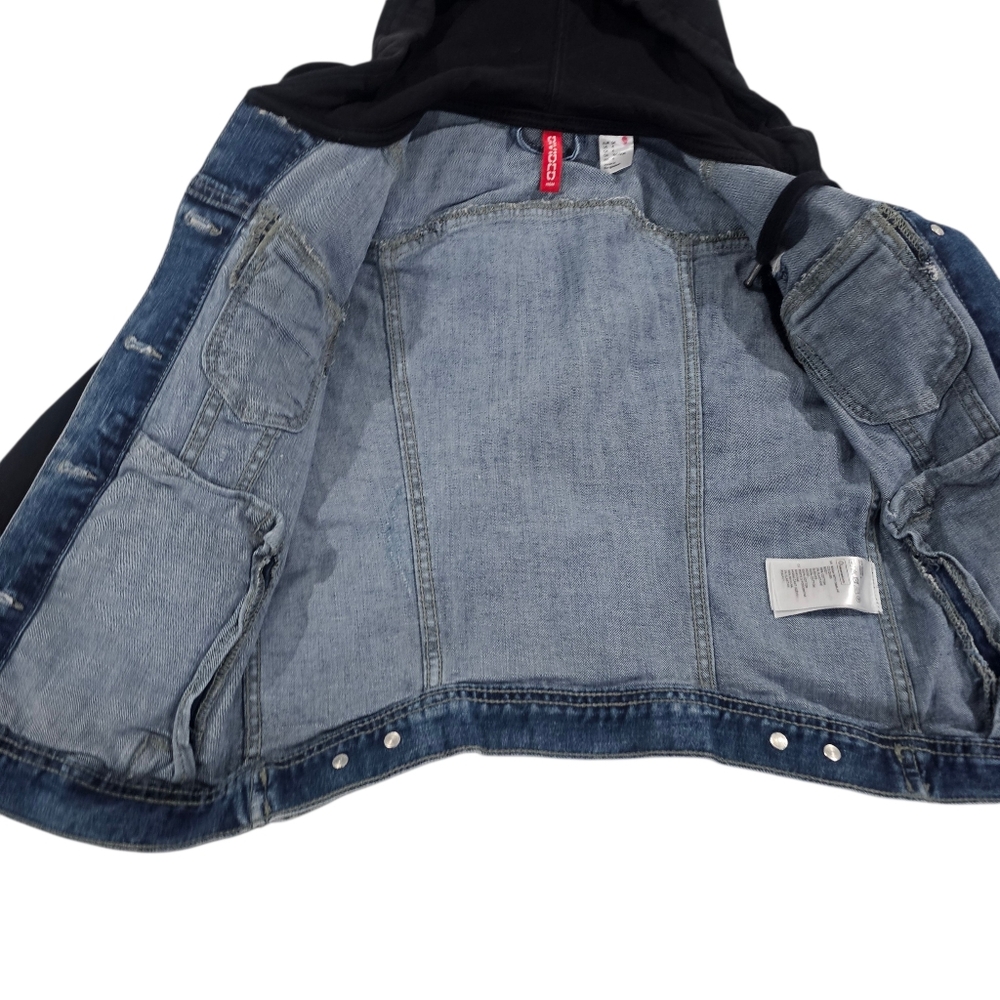Divided Womens Jean Denim Long Sleeve Zip Up Hoodie Size US 4 Cotton Blend - Picture 2 of 6